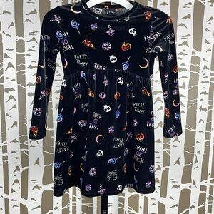 Halloween Girls Black Velvet Long Sleeve Halloween Dress XS 4/5